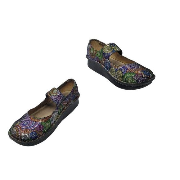 Alegria Whimsical Leather Mary Jane Shoes 42 Colorful Swirl Fairycore Kidcore - Picture 13 of 13